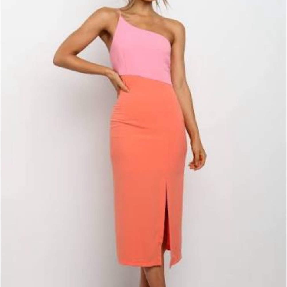 Petal & Pup One-Shoulder Pink and Orange Dress